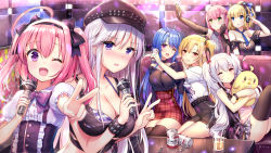 Rule 34 | &gt; &lt;, 6+girls, :o, :q, ;d, ahoge, alternate costume, animal ear headphones, animal ears, armpits, ass, axent wear, azur lane, bare arms, bare shoulders, bird, black choker, black headwear, black shirt, black thighhighs, blonde hair, blue eyes, blue hair, blue neckwear, blush, bow, bra, bracelet, breasts, brown gloves, cabbie hat, can, casual, cat ear headphones, chick, choker, cleavage, cleavage cutout, cleveland (azur lane), closed mouth, clothing cutout, collarbone, couch, crop top, cup, drinking glass, drinking straw, elbow gloves, embarrassed, enterprise (azur lane), fake animal ears, fang, frilled shirt, frills, glint, gloves, green eyes, grin, hair bow, hair ornament, hairband, hand on another&#039;s cheek, hand on another&#039;s face, hat, headphones, heart cutout, helena (azur lane), highres, holding, holding microphone, holding phone, hugging doll, hugging object, jewelry, knees up, laffey (azur lane), large breasts, long hair, looking at viewer, manjuu (azur lane), memphis (azur lane), microphone, multiple girls, necktie, nose blush, off-shoulder shirt, off shoulder, on couch, one eye closed, one side up, open mouth, outstretched arm, phone, pink hair, ponytail, puffy short sleeves, puffy sleeves, purple eyes, reclining, red bow, red eyes, ribbed sweater, richmond (azur lane), san diego (azur lane), saratoga (azur lane), selfie, shirt, short sleeves, silveroid, sitting, sleeveless, smile, striped bra, striped clothes, sweater, table, television, thighhighs, tongue, tongue out, torn clothes, torn shirt, twintails, underwear, v, white hair