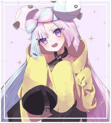Rule 34 | absurdres, bow-shaped hair, character hair ornament, creatures (company), game freak, hair ornament, hexagon print, highres, iono (pokemon), jacket, kurana, long hair, low-tied long hair, multicolored hair, nintendo, oversized clothes, pokemon, pokemon sv, sharp teeth, sleeves past fingers, sleeves past wrists, split-color hair, star (symbol), star in eye, symbol in eye, teeth, very long sleeves, x, yellow jacket