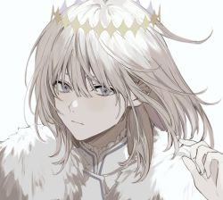 Rule 34 | 1boy, blonde hair, blue eyes, butterfly wings, cape, closed mouth, crown, diamond hairband, fate/grand order, fate (series), fur-trimmed cape, fur trim, insect wings, long hair, long sleeves, looking at viewer, male focus, nozz177, oberon (fate), solo, wings