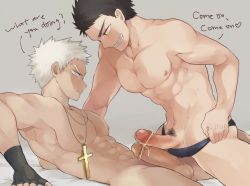 Rule 34 | 2boys, abs, aper sexy, bara, censored, cum, erection, frottage, male focus, multiple boys, muscular, naughty face, nipples, original, pectorals, penis, straddling, yaoi