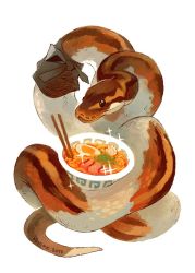 Rule 34 | 2017, artist name, boa constrictor, dated, egg (food), food, hardboiled egg, jeniak, kamaboko, no humans, noodles, original, ramen, scales, simple background, snake, sparkle, white background