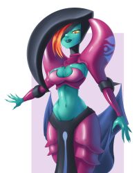 Rule 34 | 1girl, breasts, cleavage, female focus, medium breasts, nintendo, solo, standing, teutron, the legend of zelda, the legend of zelda: oracle of ages, veran