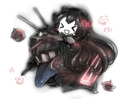 Rule 34 | &gt; &lt;, 10s, 1girl, :d, > <, abyssal ship, baratto (kapiparaki), black hair, closed eyes, gothic lolita, hairband, isolated island oni, kantai collection, lolita fashion, lolita hairband, long hair, open mouth, pale skin, smile, solo, xd