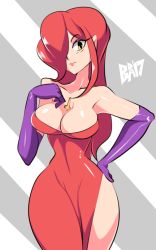 Rule 34 | 1girl, bare shoulders, breasts, cleavage, cosplay, dress, jessica rabbit (cosplay), large breasts, long hair, parasoul (skullgirls), red dress, red hair, skullgirls, solo, tagme, yellow eyes