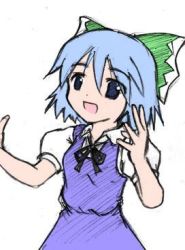 Rule 34 | 1girl, bow, cirno, female focus, lowres, meme, promotions (meme), shoot the bullet, solo, touhou