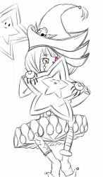 Rule 34 | 1girl, abyss actor twinkle littlestar, demon, demon girl, drawfag, duel monster, highres, looking at viewer, monochrome, pointy footwear, shoes, short hair, simple background, spot color, star (symbol), tattoo, yu-gi-oh!, yuu-gi-ou, yu-gi-oh! duel monsters
