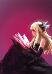 Rule 34 | 1girl, black hair, book, detached sleeves, drawfag, feather hair ornament, feathers, gwendolyn (odin sphere), feather hair ornament, long hair, odin sphere, open book, reading, solo