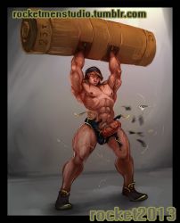 Rule 34 | 1boy, abs, erection, exercising, extreme strength, large penis, muscular, muscular male, pectorals, penis, wardrobe malfunction, weightlifting
