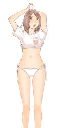 Rule 34 | 1girl, bikini, bikini bottom only, original, short hair, solo, swimsuit, traditional media, white bikini, yoshitomi akihito