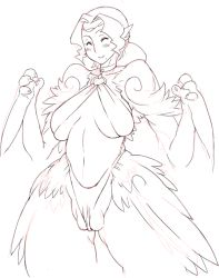 Rule 34 | blush, breasts, curvy, harpy, large breasts, monster girl, nezunezu, plump, pussy, smile, uncensored