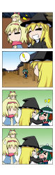 Rule 34 | !, &gt; &lt;, 3girls, 4koma, :d, ^ ^, absurdres, alice margatroid, animal ears, black gloves, blonde hair, bow, calligraphy brush, chibi, chibi on head, coat, comic, closed eyes, gate, gloves, green hair, grin, hair bow, hairband, hands on another&#039;s cheeks, hands on another&#039;s face, hat, highres, kasodani kyouko, kirisame marisa, multiple girls, on head, open mouth, paintbrush, rakugaki-biyori, scarf, shanghai doll, silent comic, smile, spoken exclamation mark, sweatdrop, touhou, town, wall, winter clothes, witch hat, xd
