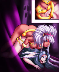 Rule 34 | 2girls, aa megami-sama, ahegao, ahoge, all fours, anal, ansuz, aqua eyes, aqua hair, ass, bent over, breasts squeezed together, breasts, cleavage, close-up, collarbone, consensual tentacles, dark-skinned female, dark skin, demon girl, doggystyle, double anal, double penetration, double vaginal, facial mark, forehead mark, from behind, hair ornament, hanging breasts, hild (aa megami-sama), jewelry, large breasts, long hair, multiple anal, multiple girls, multiple vaginal, nipples, nude, open mouth, purple eyes, pussy, saittamicus, sex, sex from behind, tentacle sex, tentacles, top-down bottom-up, torso grab, uncensored, vaginal, white hair, yuri