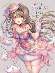 Rule 34 | 10s, 1girl, bow, brown eyes, brown hair, hair bow, happy birthday, highres, long hair, love live!, love live! school idol festival, love live! school idol project, madogawa, minami kotori, open mouth, side ponytail, smile, solo
