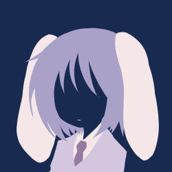 Rule 34 | 1girl, animal ears, blending, blue background, character request, check character, collared shirt, flat color, highres, jacket, limited palette, maskin mei, minimalism, necktie, no eyes, no lineart, portrait, rabbit ears, rabbit girl, red necktie, reisen (touhou bougetsushou), shirt, silhouette, simple background, solo, touhou