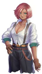 Rule 34 | 1girl, arc system works, blue eyes, breasts, cleavage, fingerless gloves, giovanna (guilty gear), gloves, guilty gear, guilty gear strive, highres, looking at viewer, red hair