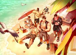 Rule 34 | 6+boys, abs, absurdres, alca (wakatanka4), animal ears, avenger (dungeon and fighter), baimeme, ball, bara, bare arms, beach, beard, black hair, black male swimwear, black swim trunks, bottle, bulge, camera, car, casual, character request, clothing cutout, commission, contemporary, cross, cross necklace, dog, dungeon and fighter, eyewear on head, facial hair, flame-tipped tail, grey shorts, highres, holding, holding camera, jacket, jewelry, large pectorals, lion boy, lion ears, lion tail, male focus, male priest (dungeon and fighter), male swimwear, mature male, motor vehicle, multiple boys, muscular, muscular male, navel, navel hair, necklace, nipples, open clothes, open jacket, original, pectoral cleavage, pectorals, perspective, pigeon-toed, priest (dungeon and fighter), red eyes, sand, sandals, seashell, shell, shirt, short hair, shorts, sitting, sleeveless, sleeveless jacket, sleeveless shirt, standing, starfish, stomach, sunglasses, surfboard, swim trunks, swimsuit, tail, thick eyebrows, thick thighs, thigh cutout, thighs, umbrella, volleyball (object), white-framed eyewear, white male swimwear, white shirt, white swim trunks