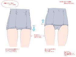 Rule 34 | 1girl, bad id, bad twitter id, crotch, diagram, grey one-piece swimsuit, highres, japanese text, lower body, multiple views, one-piece swimsuit, original, sakuya tsuitachi, school swimsuit, simple background, swimsuit, thighs, translation request, white background