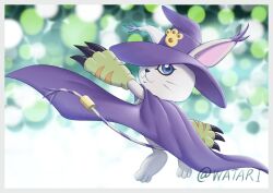 Rule 34 | animal ears, cape, cat, cat ears, cosplay, digimon, gloves, hat, highres, holy ring, jewelry, ring, tail, tailmon, wizard hat, wizarmon, wizarmon (cosplay)