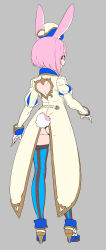 Rule 34 | 1girl, absurdres, animal ears, ass, back cutout, bob cut, boots, clothing cutout, coat, enkyo yuuichirou, from behind, full body, gloves, hair between eyes, hat, heart cutout, high heel boots, high heels, highres, juliet sleeves, long sleeves, looking at viewer, looking back, mini hat, original, pink hair, profile, puff and slash sleeves, puffy sleeves, rabbit ears, rabbit girl, rabbit tail, red eyes, shoe soles, short hair, solo, standing, striped clothes, striped thighhighs, tail, thighhighs, vertical-striped clothes, vertical-striped thighhighs, white coat, white footwear, white gloves, white hat
