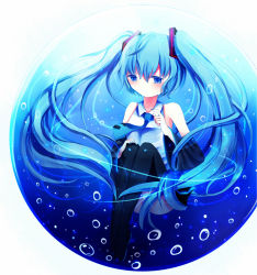 Rule 34 | bad id, bad pixiv id, blue eyes, blue hair, detached sleeves, hatsune miku, long hair, nakatanbo, necktie, solo, thighhighs, twintails, underwater, vocaloid