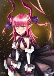 Rule 34 | 10s, 1girl, artist name, commentary request, dragon tail, elizabeth bathory (fate), elizabeth bathory (fate/extra ccc), elizabeth bathory (first ascension) (fate), fate/extra, fate/extra ccc, fate/grand order, fate (series), flat chest, highres, horns, itadaku, long hair, looking at viewer, open mouth, pointy ears, solo, tail
