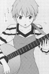 Rule 34 | 00s, acoustic guitar, fate/stay night, fate (series), fujimura taiga, greyscale, guitar, instrument, lowres, monochrome, short hair, solo