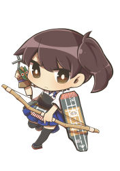 Rule 34 | 10s, 1girl, absurdres, armor, arrow (projectile), bow (weapon), brown eyes, brown hair, chibi, gloves, highres, japanese clothes, kaga (kancolle), kantai collection, looking at viewer, muneate, same anko, side ponytail, solo, thighhighs, weapon