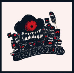 Rule 34 | ass.k, black border, block (object), border, copyright name, eversion, everyone, horror (theme), jumping, monster, no humans, one-eyed, open mouth, sharp teeth, signature, simple background, teeth, white background, zee tee