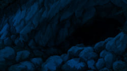Rule 34 | blue theme, cave, commentary request, highres, kajiji, moss, nature, night, no humans, original, outdoors, plant, rock, roots, scenery