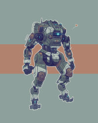 Rule 34 | bt-7274, clenched hands, full body, glowing, glowing eye, heart, mecha, mecha focus, no humans, one-eyed, priya johal, robot, science fiction, solo, standing, titan (titanfall), titanfall (series), titanfall 2, two-tone background