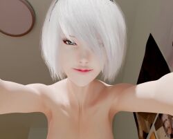 1boy 1girl 2022 3d animated anus ass blue_eyes breasts cowgirl_position girl_on_top hair_over_one_eye headband held_down hetero holding_hands indoors looking_at_viewer looping_animation medium_breasts milkytabbo mole mole_under_mouth nier:automata nier_(series) nude pale_skin penis pleasedbyviolet pov pussy restrained sex short_hair sound square_enix squatting straddling tagme uncensored vaginal video volkor white_hair 2b_(nier:automata) 9s_(nier:automata)
