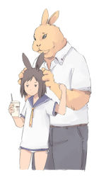 Rule 34 | animal ears, rabbit ears, keiryou nikyaku, original, school uniform, serafuku