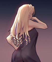 Rule 34 | 1girl, ass, blonde hair, breasts, constance von nuvelle, fire emblem, fire emblem: three houses, from behind, highres, multicolored hair, nintendo, pomelomelon, purple hair, see-through, sideboob, solo