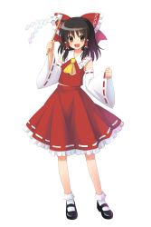 Rule 34 | 1girl, absurdres, bad id, bad pixiv id, black hair, bow, detached sleeves, female focus, full body, hair bow, hakurei reimu, highres, japanese clothes, kuro (chrono), miko, short hair, solo, standing, touhou, transparent background, yellow eyes