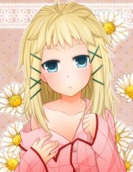 Rule 34 | 10s, 1girl, bad id, bad pixiv id, black bullet, blonde hair, blue eyes, blush, looking at viewer, off shoulder, pajamas, solo, tina sprout