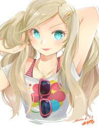 Rule 34 | blonde hair, blue eyes, earrings, highres, jewelry, necklace, persona, persona 5, persona 5 scramble: the phantom strikers, sunglasses, tagme, takamaki anne, twintails