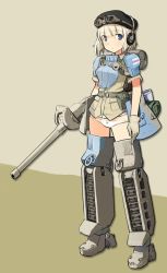 Rule 34 | 00s, 1girl, armor, beret, blonde hair, blue eyes, breasts, cecilia glinda miles, gloves, goggles, goggles on head, gun, hat, headphones, matilda (tank), mecha musume, medium breasts, military, military vehicle, motor vehicle, panties, shimada fumikane, solo, strike witches, tank, underwear, uniform, vehicle, weapon, white panties, witches of africa, world war ii, world witches series
