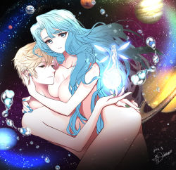 Rule 34 | 10s, 2014, 3girls, alternate hair length, alternate hairstyle, androgynous, bad id, bad pixiv id, bishoujo senshi sailor moon, bishoujo senshi sailor moon (first season), blonde hair, blue eyes, blue hair, breasts, cleavage, collarbone, completely nude, couple, dated, dino (trexsilence), female focus, flat chest, half-closed eyes, hug, kaiou michiru, large breasts, long hair, multiple girls, nail polish, nude, planet, queen serenity, reverse trap, short hair, signature, space, ten&#039;ou haruka, very short hair, water, yuri