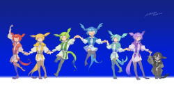 Rule 34 | 6+girls, :o, ^ ^, ^o^, alternate color, aoihinoki, aqua capelet, aqua eyes, aqua hair, arm up, artist name, bird girl, bird legs, bird tail, bird wings, black capelet, black hair, blonde hair, blue background, blue capelet, blue hair, blush, brooch, capelet, closed eyes, colored skin, commentary, dated, dress, english commentary, closed eyes, feathered wings, final fantasy, final fantasy xiv, frown, full body, green capelet, green hair, grey skin, head wings, highres, holding hands, jewelry, jumping, knees up, leg up, long sleeves, looking at another, meteion, multiple girls, multiple persona, no pupils, purple eyes, purple hair, red capelet, red hair, short hair, signature, sitting, smile, spoilers, standing, tail, talons, two-tone background, white background, white dress, wings, yellow capelet