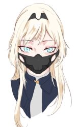 Rule 34 | 1girl, an-94 (girls&#039; frontline), blonde hair, blue eyes, girls&#039; frontline, jacket, long hair, looking at viewer, mask, mask on head, solo, uid:41624170, upper body, white background