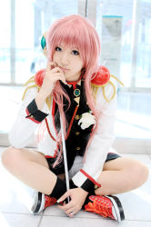 Rule 34 | cosplay, photo (medium), pink hair, saya (cosplayer), shoujo kakumei utena, socks, sword, tenjou utena, uniform, weapon