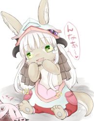 Rule 34 | 10s, artist request, rabbit, furry, green eyes, long hair, made in abyss, nanachi (made in abyss), white hair