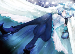 Rule 34 | 00s, 1girl, angel wings, blue eyes, blue hair, blue theme, breasts, dutch angle, foreshortening, from below, gloves, head wings, headdress, high heels, large breasts, large wings, legs, crossed legs, matching hair/eyes, multicolored eyes, multiple wings, original, pantyhose, pupps, shoes, short hair, sitting, solo, the snow queen, the snow queen (character), thighs, wings