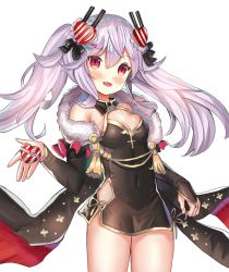 Rule 34 | 1girl, :d, ame sagari, azur lane, bare shoulders, blush, box, breasts, candy, china dress, chinese clothes, chocolate, chocolate heart, cleavage, commentary request, detached sleeves, dress, fang, food, gift, gift box, hair ornament, heart, heart hair ornament, long hair, looking at viewer, medium breasts, open mouth, red eyes, silver hair, simple background, smile, solo, standing, vampire (azur lane), vampire (the breath of spring) (azur lane), white background