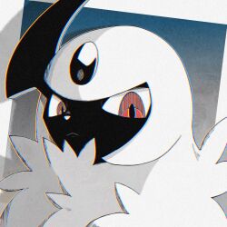 Rule 34 | 359yuyu, absol, closed mouth, creatures (company), forehead jewel, frown, game freak, gen 3 pokemon, horns, nintendo, no humans, pokemon, pokemon (creature), portrait, red eyes, single horn, solo, white hair