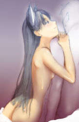 Rule 34 | 00s, 1girl, animal ears, ass, black hair, breast press, breasts, cat ears, completely nude, fate/hollow ataraxia, fate/stay night, fate (series), long hair, nude, small breasts, solo focus, tohsaka rin