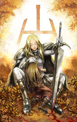 Rule 34 | 10s, 2013, 2girls, aged down, blonde hair, blood, bloody weapon, brown hair, cape, clare (claymore), claymore (series), claymore (sword), closed eyes, forest, hug, maxa&#039;, maxa-art, multiple girls, nature, teresa, weapon