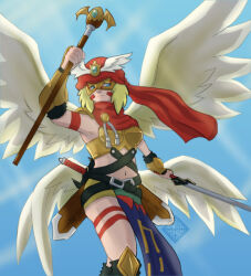Rule 34 | 1girl, angel girl, armor, belt, darcmon, digimon, digimon (creature), mask, solo, wings