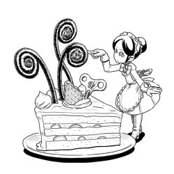 Rule 34 | cake, food, futaba channel, maid, monochrome, nijiura maids, shikyou-aki (placeholder)