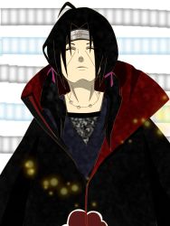 Rule 34 | 1boy, absurdres, black hair, closed eyes, facial mark, headband, highres, jewelry, long hair, male focus, naruto, naruto (series), necklace, ponytail, pwpwpw5000, solo, twintails, uchiha itachi